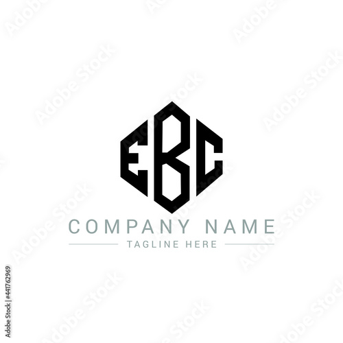 EBC letter logo design with polygon shape. EBC polygon logo monogram. EBC cube logo design. EBC hexagon vector logo template white and black colors. EBC monogram, EBC business and real estate logo.  photo