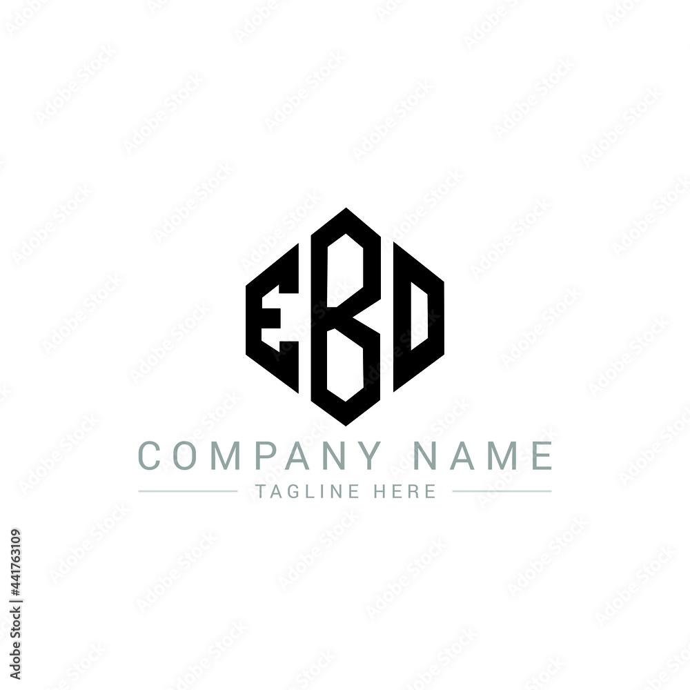 EBD letter logo design with polygon shape. EBD polygon logo monogram. EBD cube logo design. EBD hexagon vector logo template white and black colors. EBD monogram, EBD business and real estate logo. 