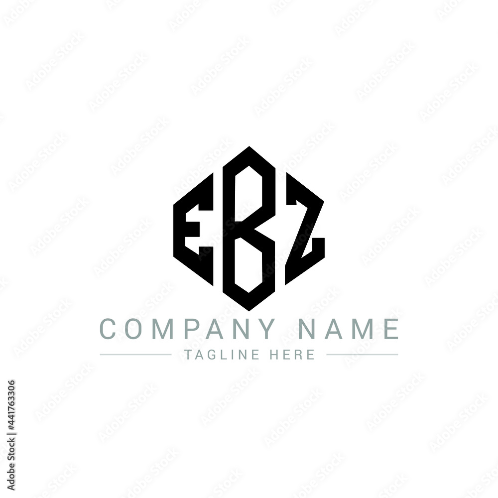 EBZ letter logo design with polygon shape. EBZ polygon logo monogram. EBZ cube logo design. EBZ hexagon vector logo template white and black colors. EBZ monogram, EBZ business and real estate logo. 