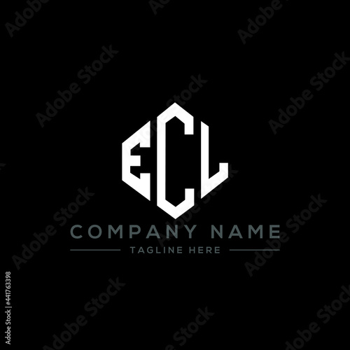 ECL letter logo design with polygon shape. ECL polygon logo monogram. ECL cube logo design. ECL hexagon vector logo template white and black colors. ECL monogram, ECL business and real estate logo. 