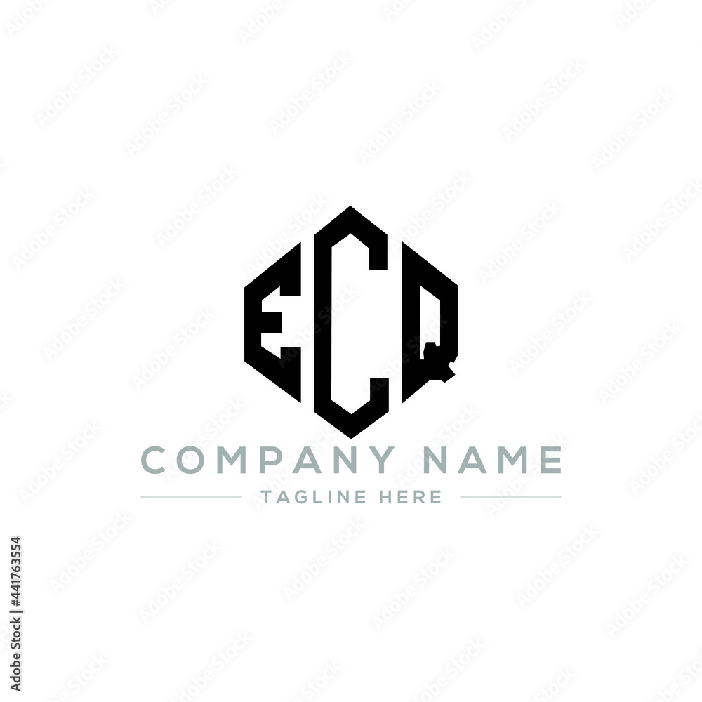 ECQ letter logo design with polygon shape. ECQ polygon logo monogram. ECQ cube logo design. ECQ hexagon vector logo template white and black colors. ECQ monogram, ECQ business and real estate logo. 