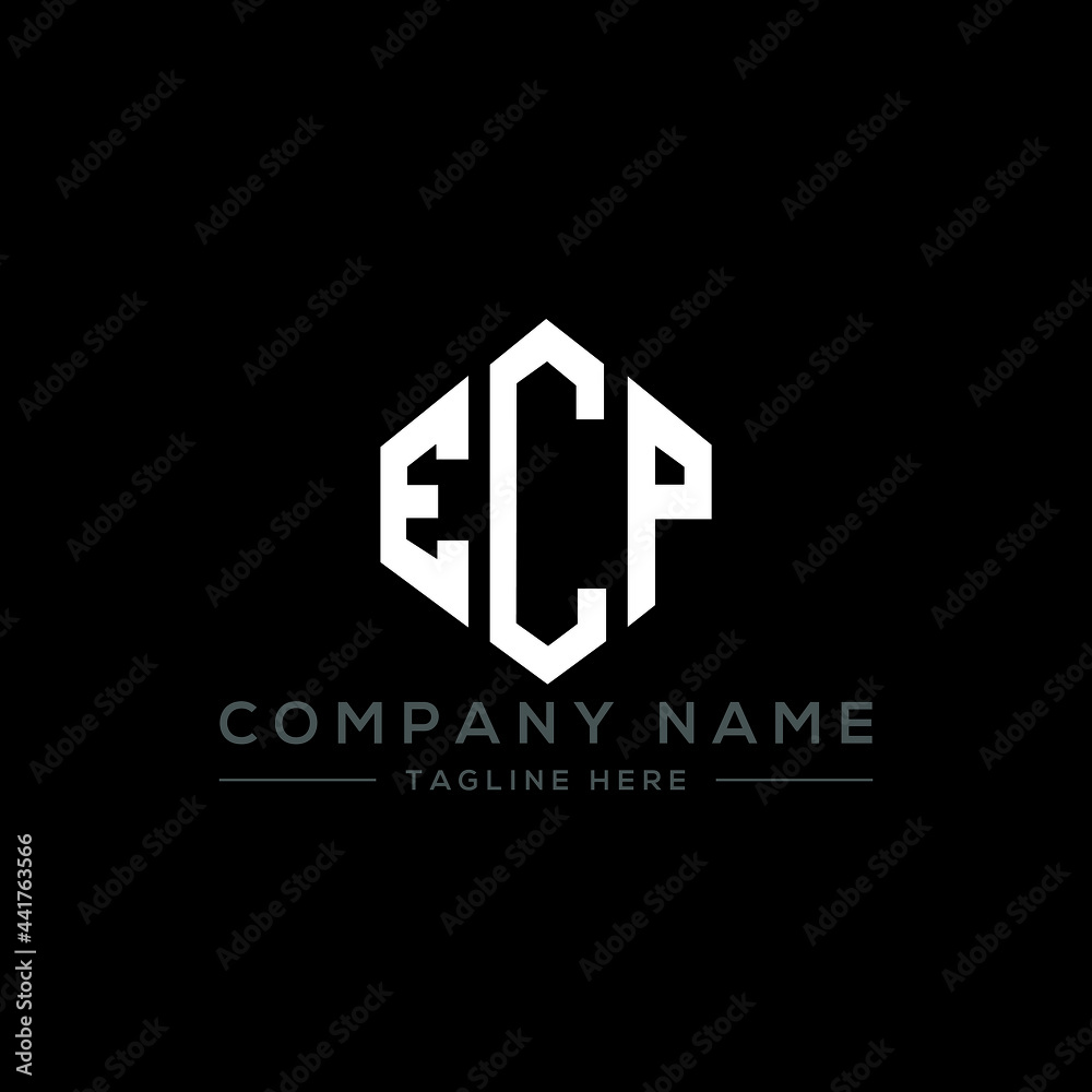 ECP letter logo design with polygon shape. ECP polygon logo monogram. ECP cube logo design. ECP hexagon vector logo template white and black colors. ECP monogram, ECP business and real estate logo. 