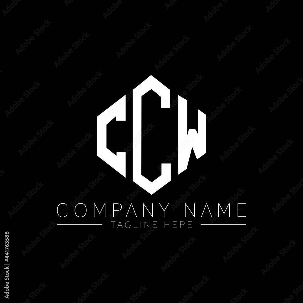CCW letter logo design with polygon shape. CCW polygon logo monogram. CCW cube logo design. CCW hexagon vector logo template white and black colors. CCW monogram, CCW business and real estate logo. 