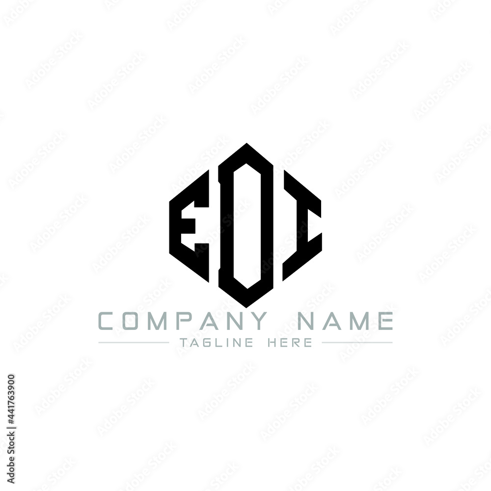 EDI letter logo design with polygon shape. EDI polygon logo monogram. EDI cube logo design. EDI hexagon vector logo template white and black colors. EDI monogram, EDI business and real estate logo. 