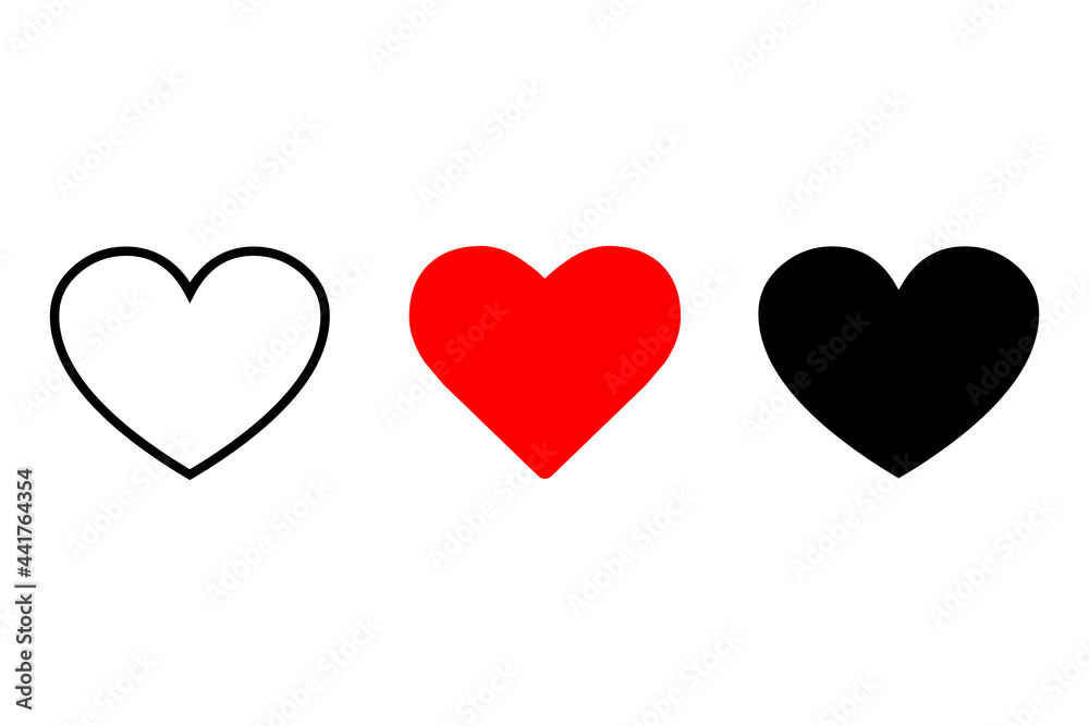 Heart icon set. Love sign isolated on a background, vector illustration
