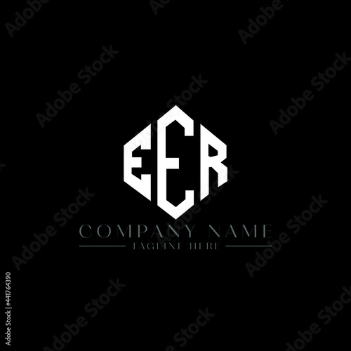 EER letter logo design with polygon shape. EER polygon logo monogram. EER cube logo design. EER hexagon vector logo template white and black colors. EER monogram, EER business and real estate logo. 