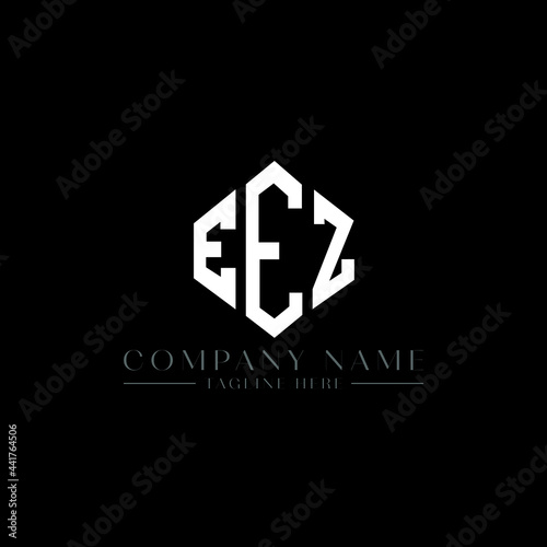 EEZ letter logo design with polygon shape. EEZ polygon logo monogram. EEZ cube logo design. EEZ hexagon vector logo template white and black colors. EEZ monogram, EEZ business and real estate logo. 