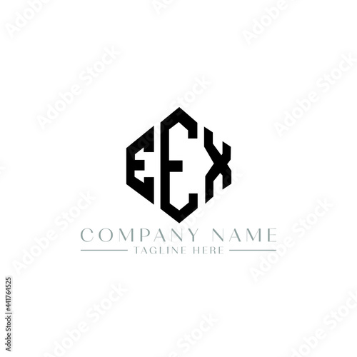 EEX letter logo design with polygon shape. EEX polygon logo monogram. EEX cube logo design. EEX hexagon vector logo template white and black colors. EEX monogram, EEX business and real estate logo. 