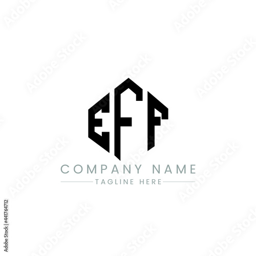 EFF letter logo design with polygon shape. EFF polygon logo monogram. EFF cube logo design. EFF hexagon vector logo template white and black colors. EFF monogram, EFF business and real estate logo. 
