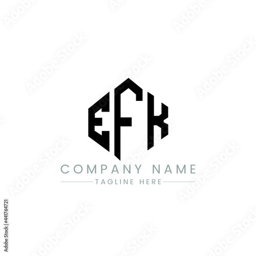 EFK letter logo design with polygon shape. EFK polygon logo monogram. EFK cube logo design. EFK hexagon vector logo template white and black colors. EFK monogram, EFK business and real estate logo. 