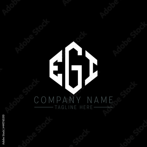 EGI letter logo design with polygon shape. EGI polygon logo monogram. EGI cube logo design. EGI hexagon vector logo template white and black colors. EGI monogram, EGI business and real estate logo. 