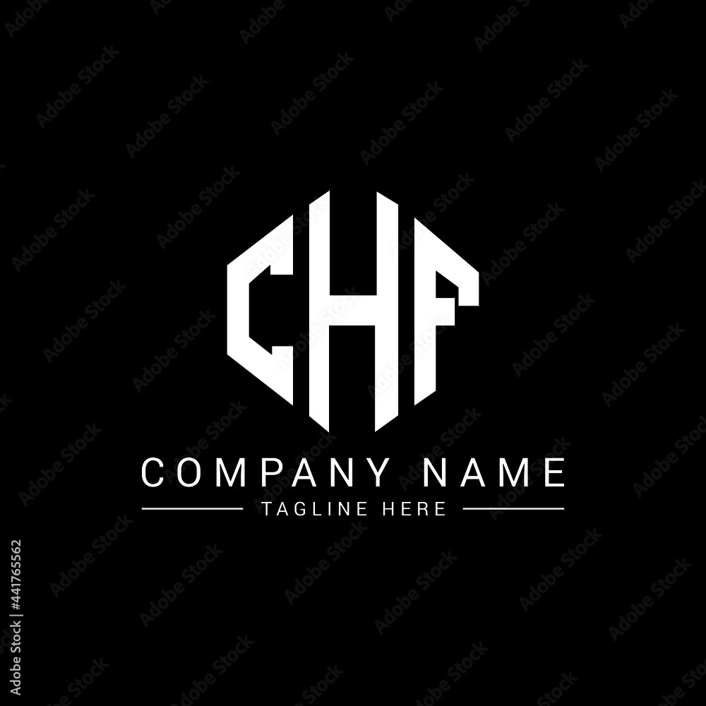 CHF letter logo design with polygon shape. CHF polygon logo monogram. CHF cube logo design. CHF hexagon vector logo template white and black colors. CHF monogram, CHF business and real estate logo. 