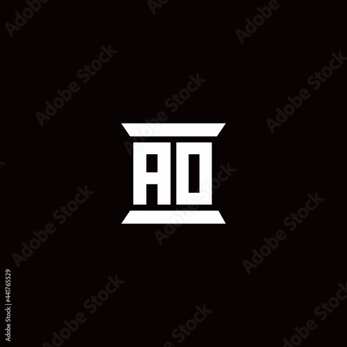 AO Logo monogram with pillar shape designs template