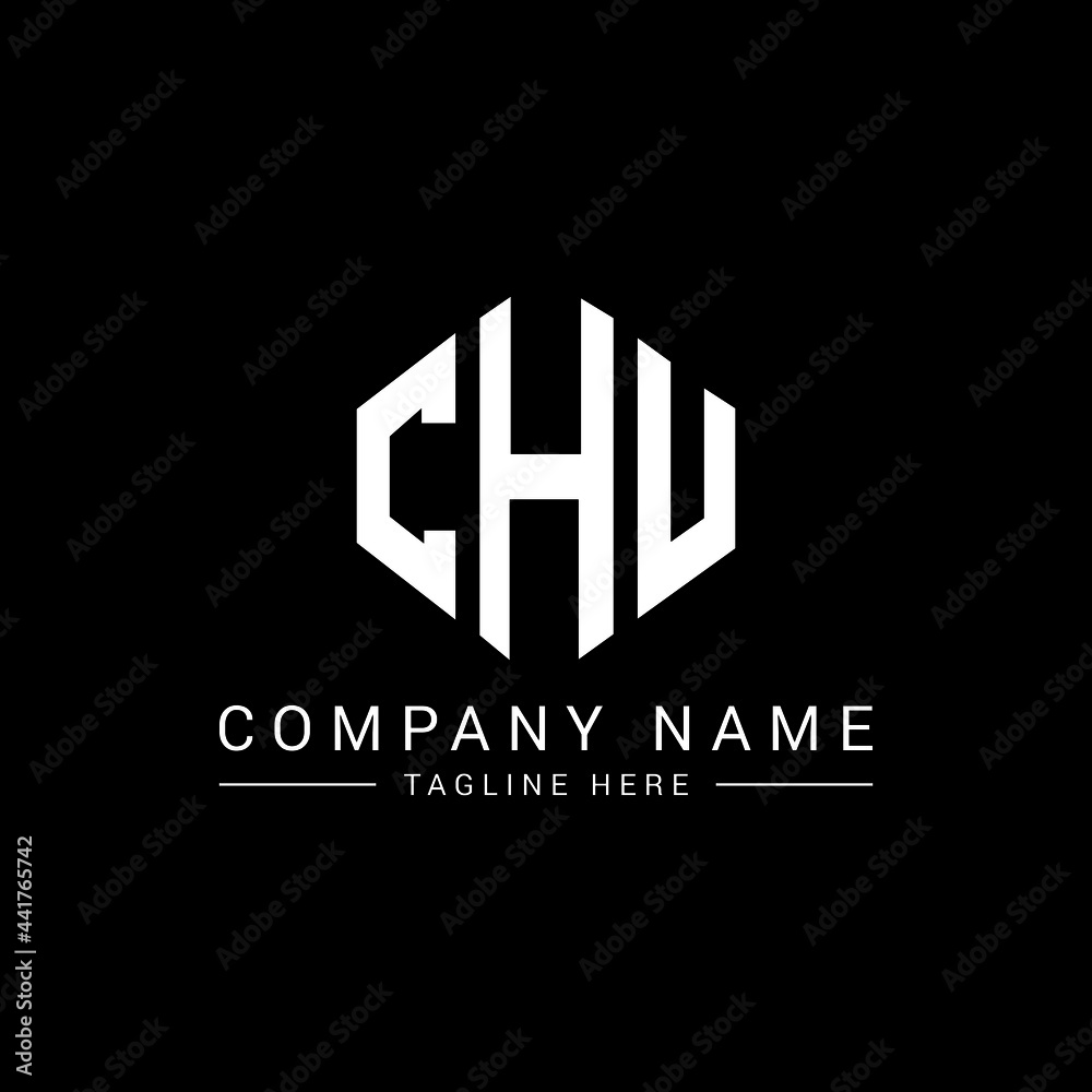 CHU letter logo design with polygon shape. CHU polygon logo monogram ...