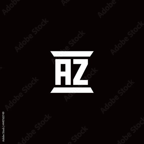 AZ Logo monogram with pillar shape designs template