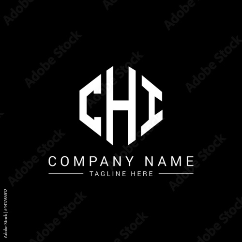 CHI letter logo design with polygon shape. CHI polygon logo monogram. CHI cube logo design. CHI hexagon vector logo template white and black colors. CHI monogram, CHI business and real estate logo. 