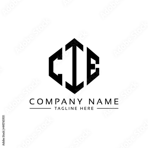 CIE letter logo design with polygon shape. CIE polygon logo monogram. CIE cube logo design. CIE hexagon vector logo template white and black colors. CIE monogram, CIE business and real estate logo. 