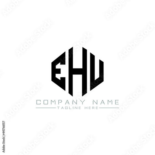 EHU letter logo design with polygon shape. EHU polygon logo monogram. EHU cube logo design. EHU hexagon vector logo template white and black colors. EHU monogram, EHU business and real estate logo.  photo