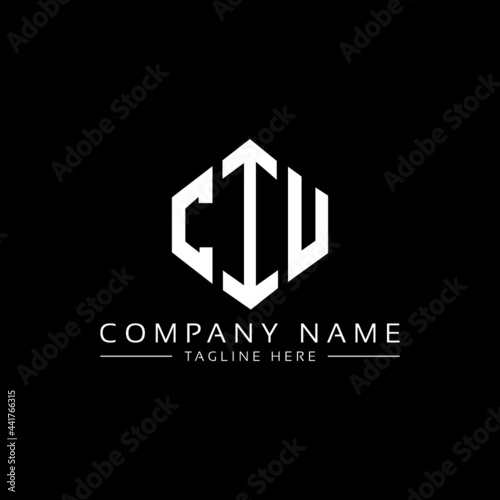 CIU letter logo design with polygon shape. CIU polygon logo monogram. CIU cube logo design. CIU hexagon vector logo template white and black colors. CIU monogram, CIU business and real estate logo.  photo
