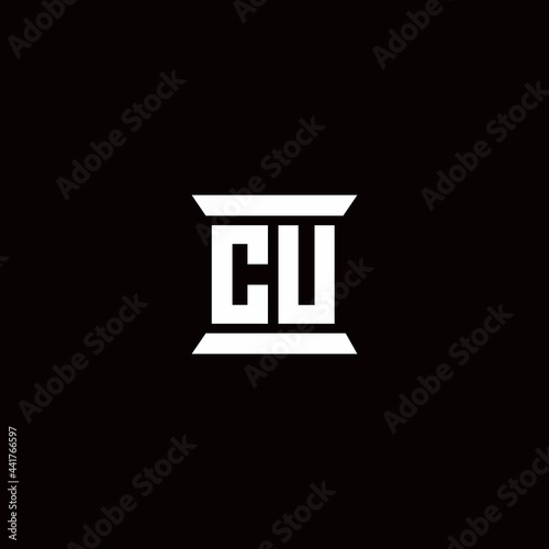 CU Logo monogram with pillar shape designs template