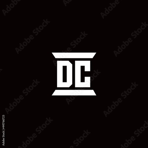 DC Logo monogram with pillar shape designs template