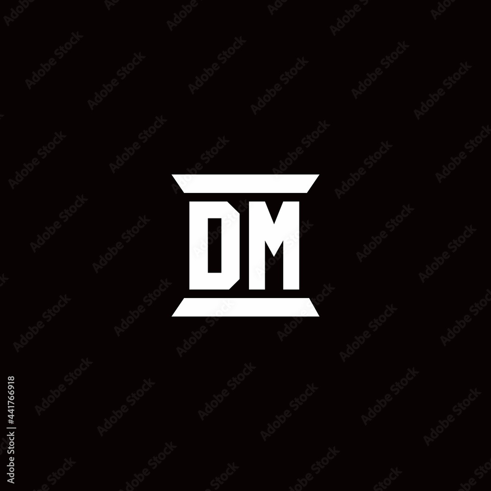 DM Logo monogram with pillar shape designs template