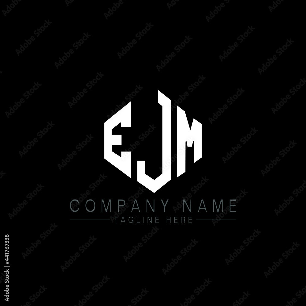 EJM letter logo design with polygon shape. EJM polygon logo monogram. EJM cube logo design. EJM hexagon vector logo template white and black colors. EJM monogram, EJM business and real estate logo. 