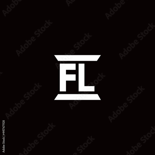 FL Logo monogram with pillar shape designs template