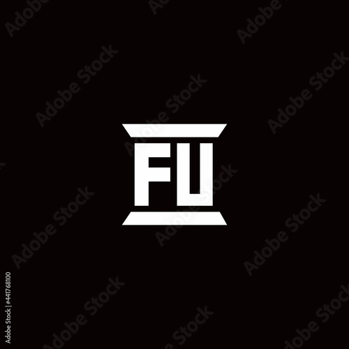 FU Logo monogram with pillar shape designs template