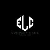 ELC letter logo design with polygon shape. ELC polygon logo monogram. ELC cube logo design. ELC hexagon vector logo template white and black colors. ELC monogram, ELC business and real estate logo. 