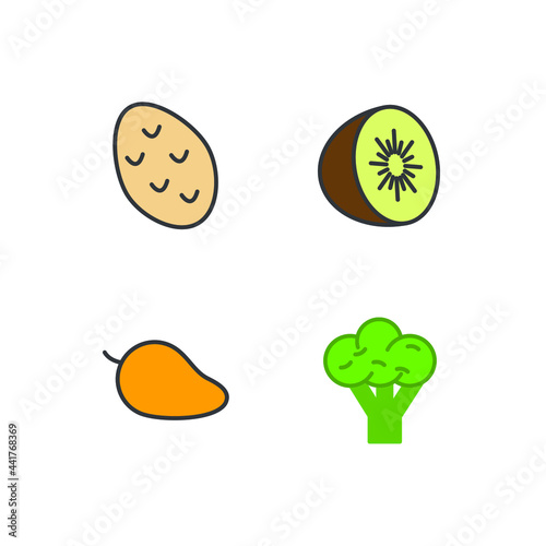 Fototapeta Naklejka Na Ścianę i Meble -  fruits vegetable set icon, isolated fruits vegetable set sign icon, vector illustration