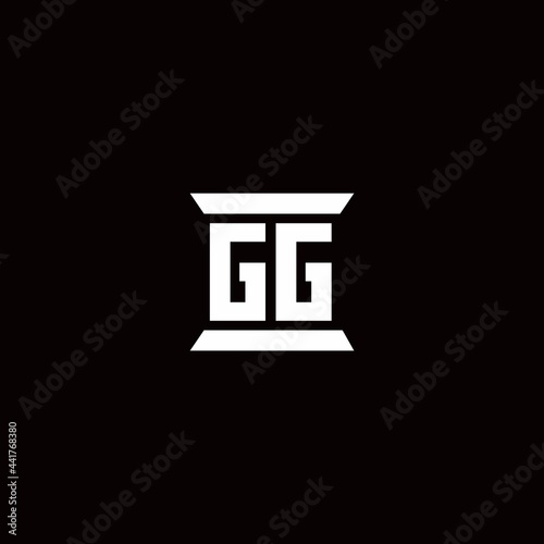 GG Logo monogram with pillar shape designs template
