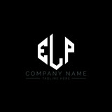 ELP letter logo design with polygon shape. ELP polygon logo monogram. ELP cube logo design. ELP hexagon vector logo template white and black colors. ELP monogram, ELP business and real estate logo. 