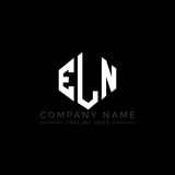 ELN letter logo design with polygon shape. ELN polygon logo monogram. ELN cube logo design. ELN hexagon vector logo template white and black colors. ELN monogram, ELN business and real estate logo. 
