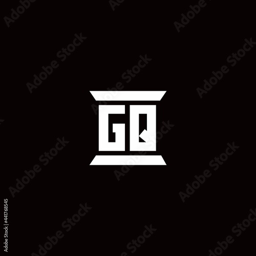 GQ Logo monogram with pillar shape designs template