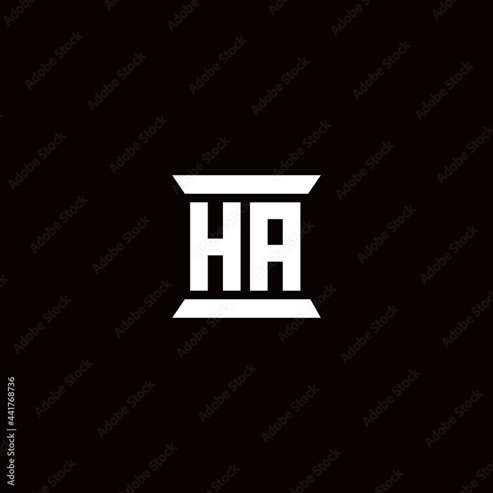 HA Logo monogram with pillar shape designs template HA Logo monogram with pillar shape designs template