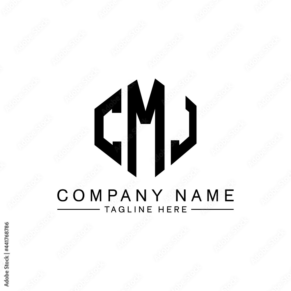 CMJ letter logo design with polygon shape. CMJ polygon logo monogram. CMJ cube logo design. CMJ hexagon vector logo template white and black colors. CMJ monogram, CMJ business and real estate logo. 