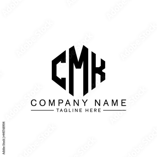 CMK letter logo design with polygon shape. CMK polygon logo monogram. CMK cube logo design. CMK hexagon vector logo template white and black colors. CMK monogram, CMK business and real estate logo.  photo