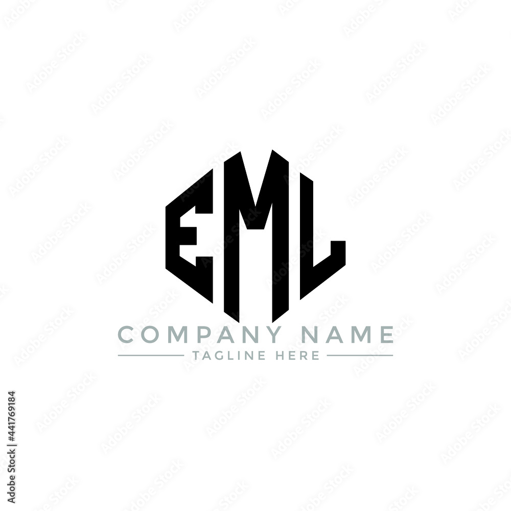 EML letter logo design with polygon shape. EML polygon logo monogram. EML cube logo design. EML hexagon vector logo template white and black colors. EML monogram, EML business and real estate logo. 
