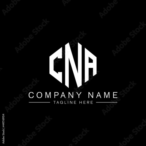 CNA letter logo design with polygon shape. CNA polygon logo monogram. CNA cube logo design. CNA hexagon vector logo template white and black colors. CNA monogram, CNA business and real estate logo. 