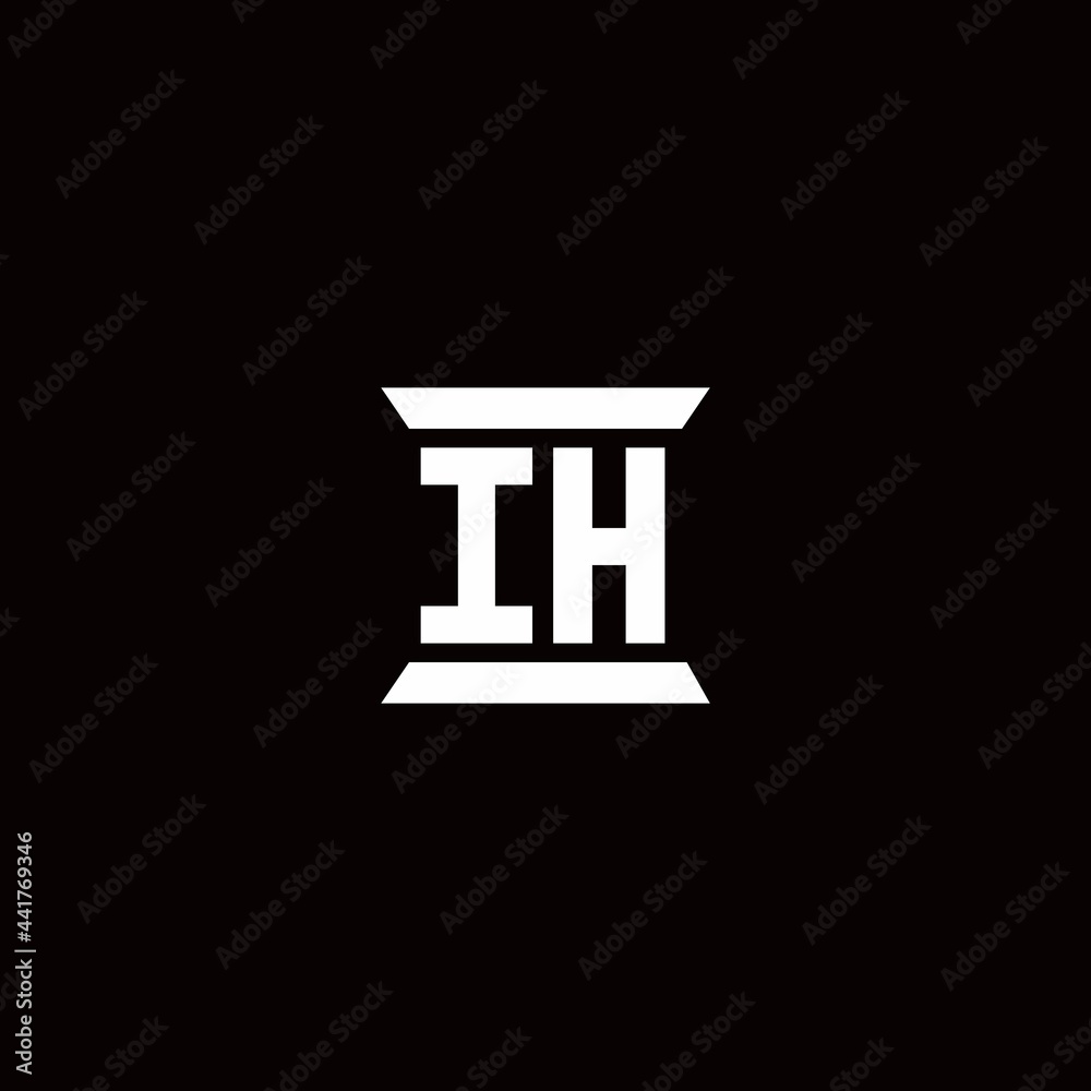 IH Logo monogram with pillar shape designs template IH Logo monogram with pillar shape designs template