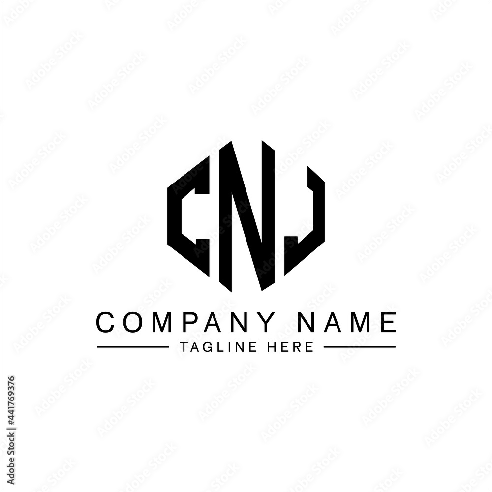 CNJ letter logo design with polygon shape. CNJ polygon logo monogram. CNJ cube logo design. CNJ hexagon vector logo template white and black colors. CNJ monogram, CNJ business and real estate logo. 