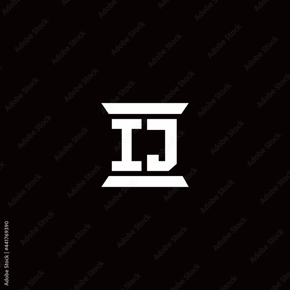 IJ Logo monogram with pillar shape designs template IJ Logo monogram with pillar shape designs template