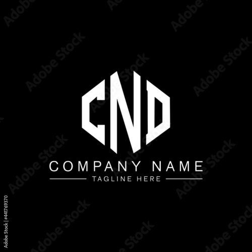 CND letter logo design with polygon shape. CND polygon logo monogram. CND cube logo design. CND hexagon vector logo template white and black colors. CND monogram, CND business and real estate logo.  photo