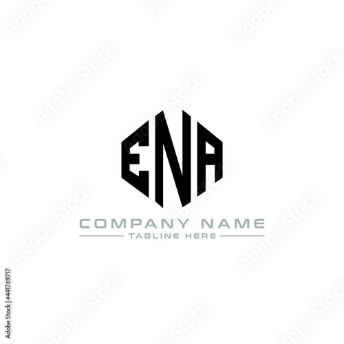 ENA letter logo design with polygon shape. ENA polygon logo monogram. ENA cube logo design. ENA hexagon vector logo template white and black colors. ENA monogram, ENA business and real estate logo.  photo