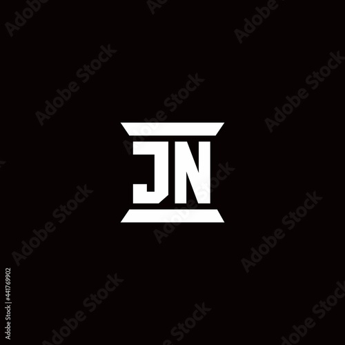 JN Logo monogram with pillar shape designs template