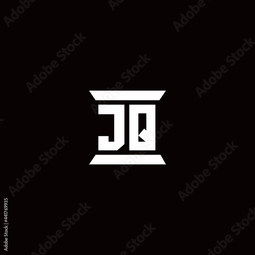JQ Logo monogram with pillar shape designs template