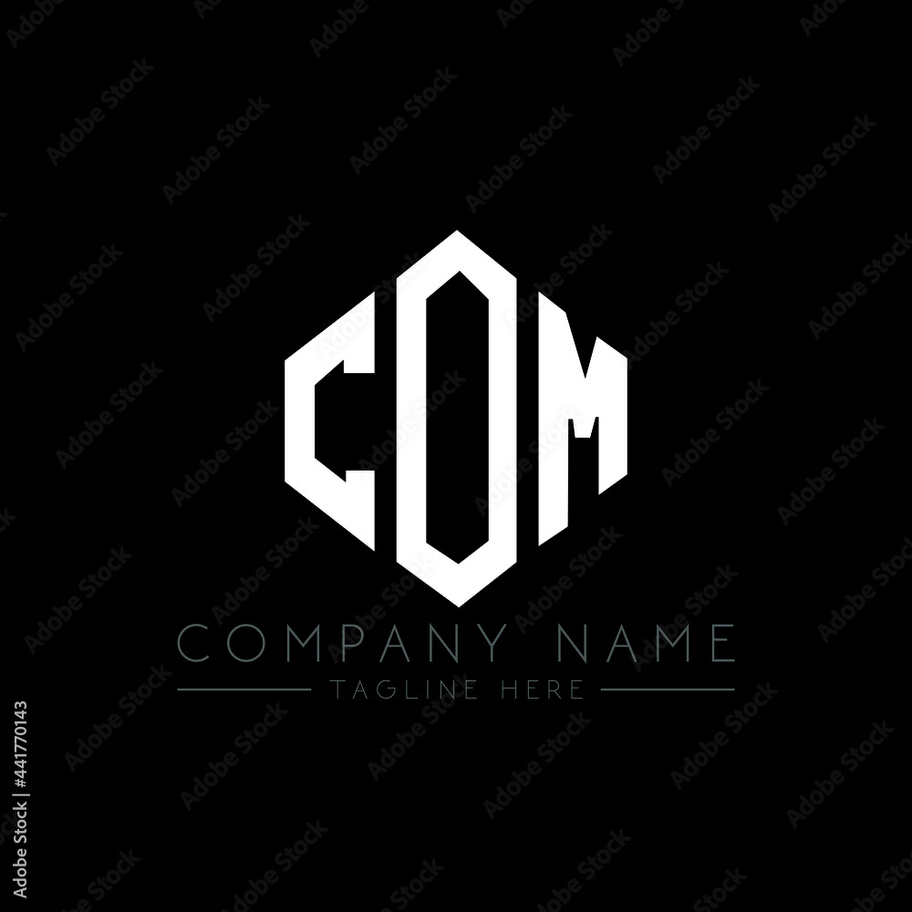 COM letter logo design with polygon shape. COM polygon logo monogram. COM cube logo design. COM hexagon vector logo template white and black colors. COM monogram, COM business and real estate logo. 