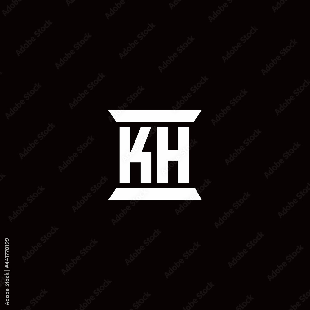 KH Logo monogram with pillar shape designs template KH Logo monogram with pillar shape designs template