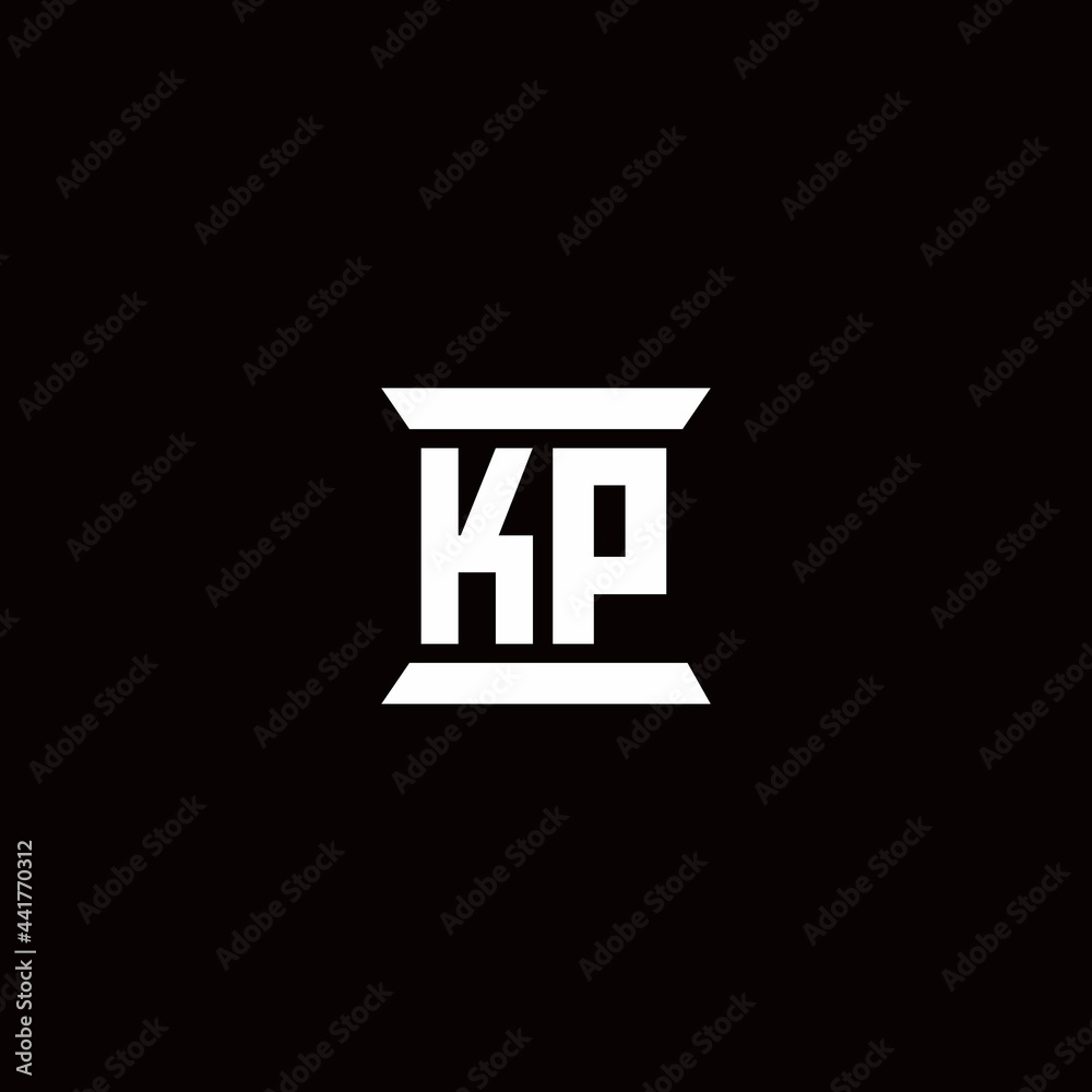 KP Logo monogram with pillar shape designs template KP Logo monogram with pillar shape designs template